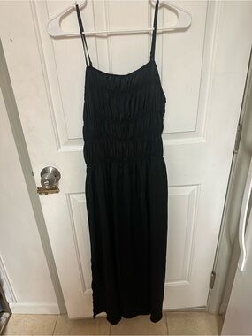 The Gap Black Ruched Front Strappy Maxi Sun Dress - Medium